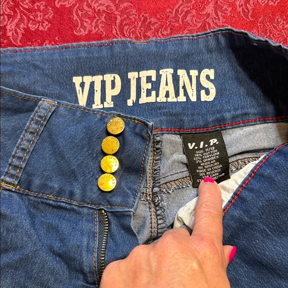 VIP Denim Jeans with Gold Buttons